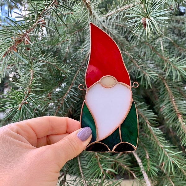 Christmas Gnome Stained Glass - Etsy