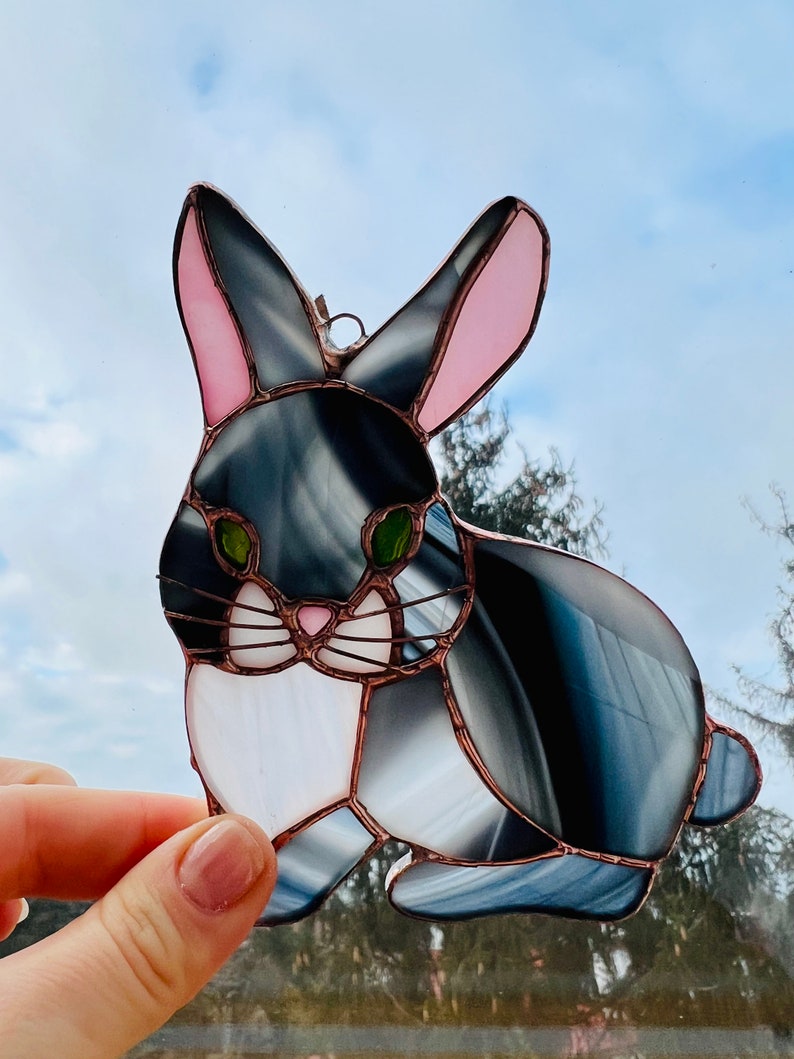 Stained Glass Hare Rabbit nature gift Bunny suncatcher Wildlife Art Rabbit Lovers Easter Bunny Easter Decoration Glass Rabbit image 7