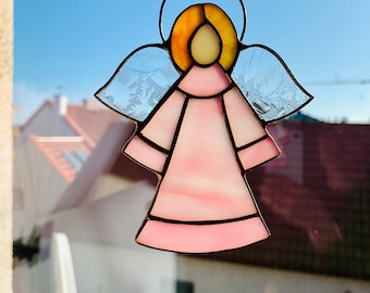 First communion stained glass Angel Sun catcher Angel Ornament religious gift Angel decor guardian gift Spiritual decor Ethereal angel