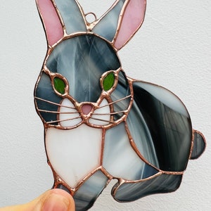 Stained Glass Hare Rabbit nature gift Bunny suncatcher Wildlife Art Rabbit Lovers Easter Bunny Easter Decoration Glass Rabbit image 3