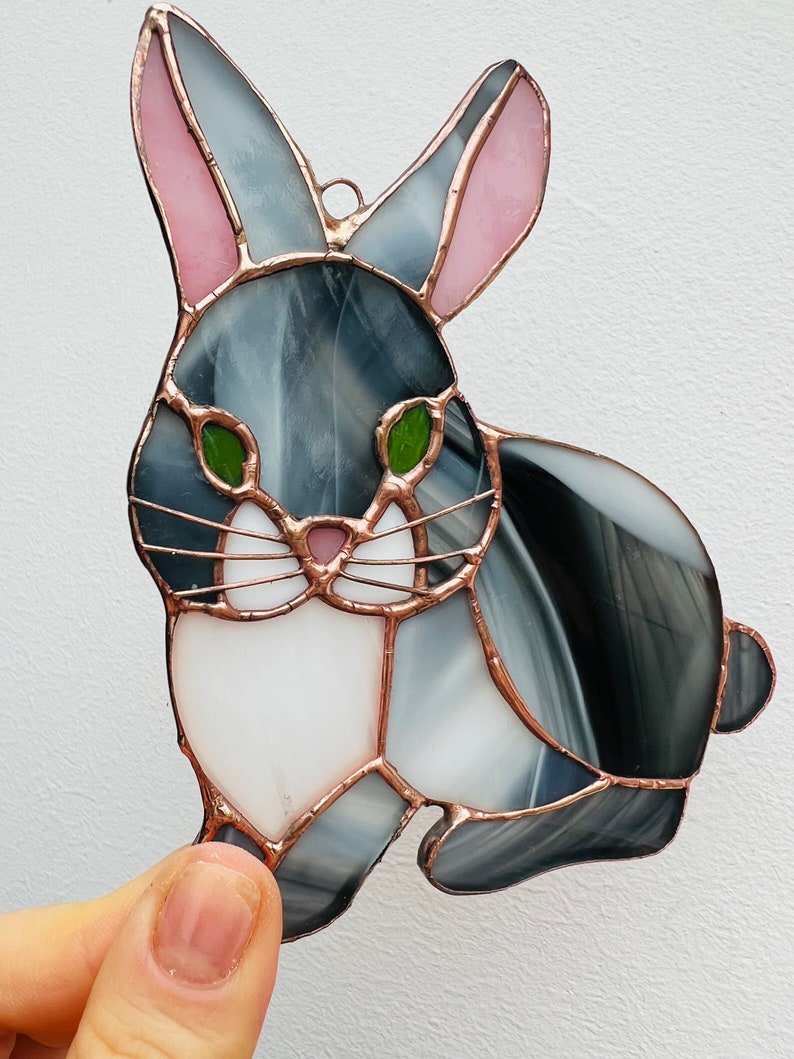 Stained Glass Hare Rabbit nature gift Bunny suncatcher Wildlife Art Rabbit Lovers Easter Bunny Easter Decoration Glass Rabbit image 3
