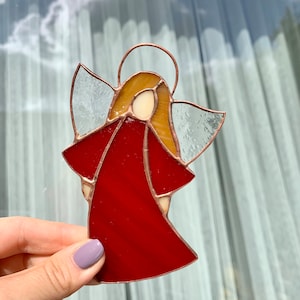 Handmade Angel Guardian Angel Stained Glass Suncatcher window hangings Mother&#39;s Day gift Custom suncatcher Art for Art Lovers