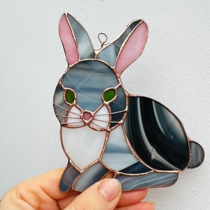 Stained Glass Hare Rabbit nature gift Bunny suncatcher Wildlife Art Rabbit Lovers Easter Bunny Easter Decoration Glass Rabbit image 2