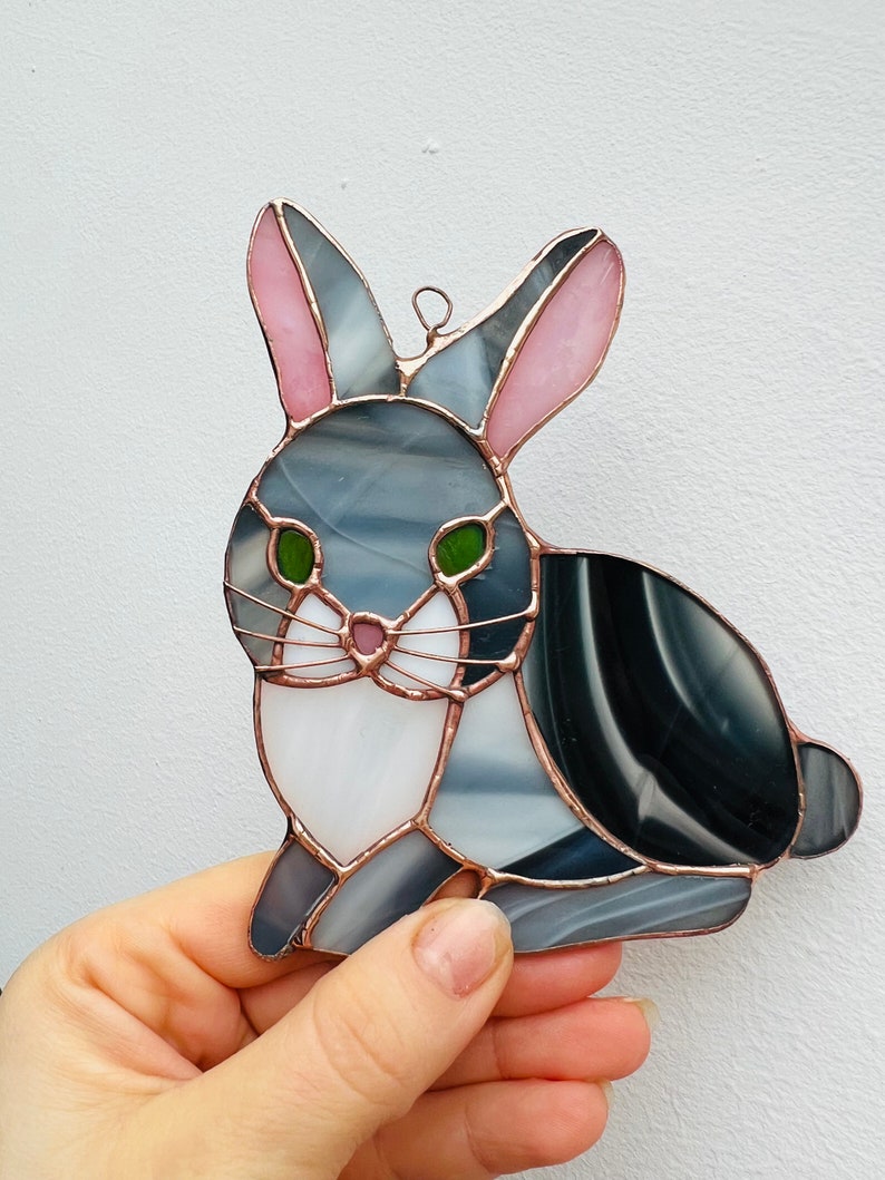 Stained Glass Hare Rabbit nature gift Bunny suncatcher Wildlife Art Rabbit Lovers Easter Bunny Easter Decoration Glass Rabbit image 2