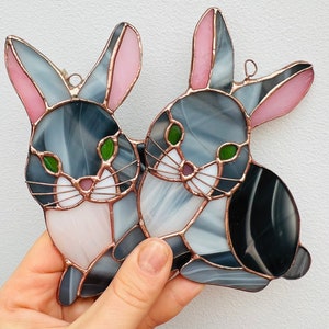 Stained Glass Hare Rabbit nature gift Bunny suncatcher Wildlife Art Rabbit Lovers Easter Bunny Easter Decoration Glass Rabbit image 1