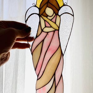 Stained glass Angel Sun catcher Angel Ornament Guardian Angel Gift Baby room decor Missing you gift image 8