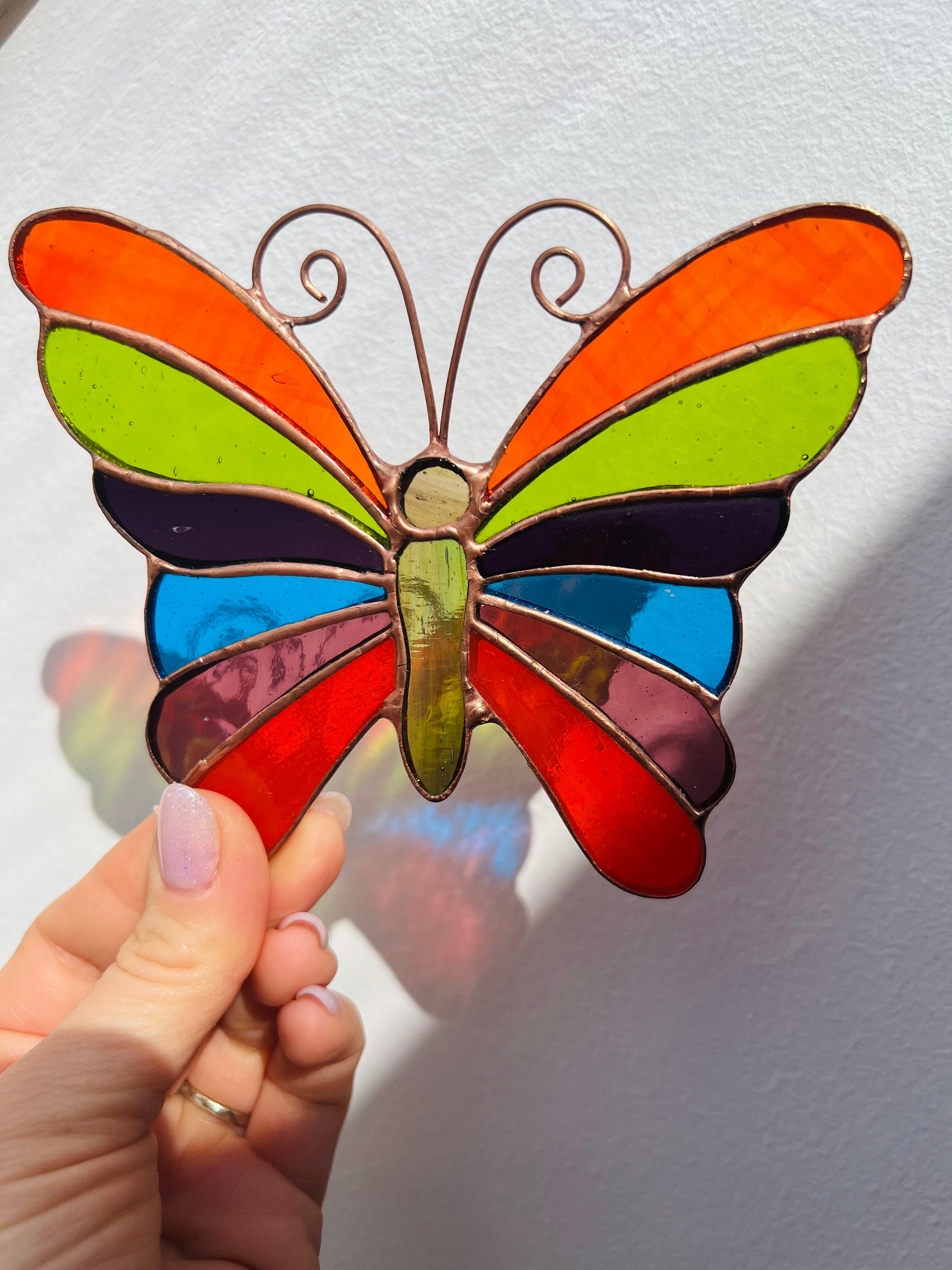 Stained Glass Butterfly Home Decor Colour Window Decoration Glass Butterfly Ornament Personalized Glass Gift Decorative Glass Accents