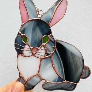 Stained Glass Hare Rabbit nature gift Bunny suncatcher Wildlife Art Rabbit Lovers Easter Bunny Easter Decoration Glass Rabbit image 4