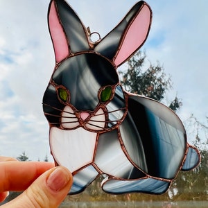 Stained Glass Hare Rabbit nature gift Bunny suncatcher Wildlife Art Rabbit Lovers Easter Bunny Easter Decoration Glass Rabbit image 9