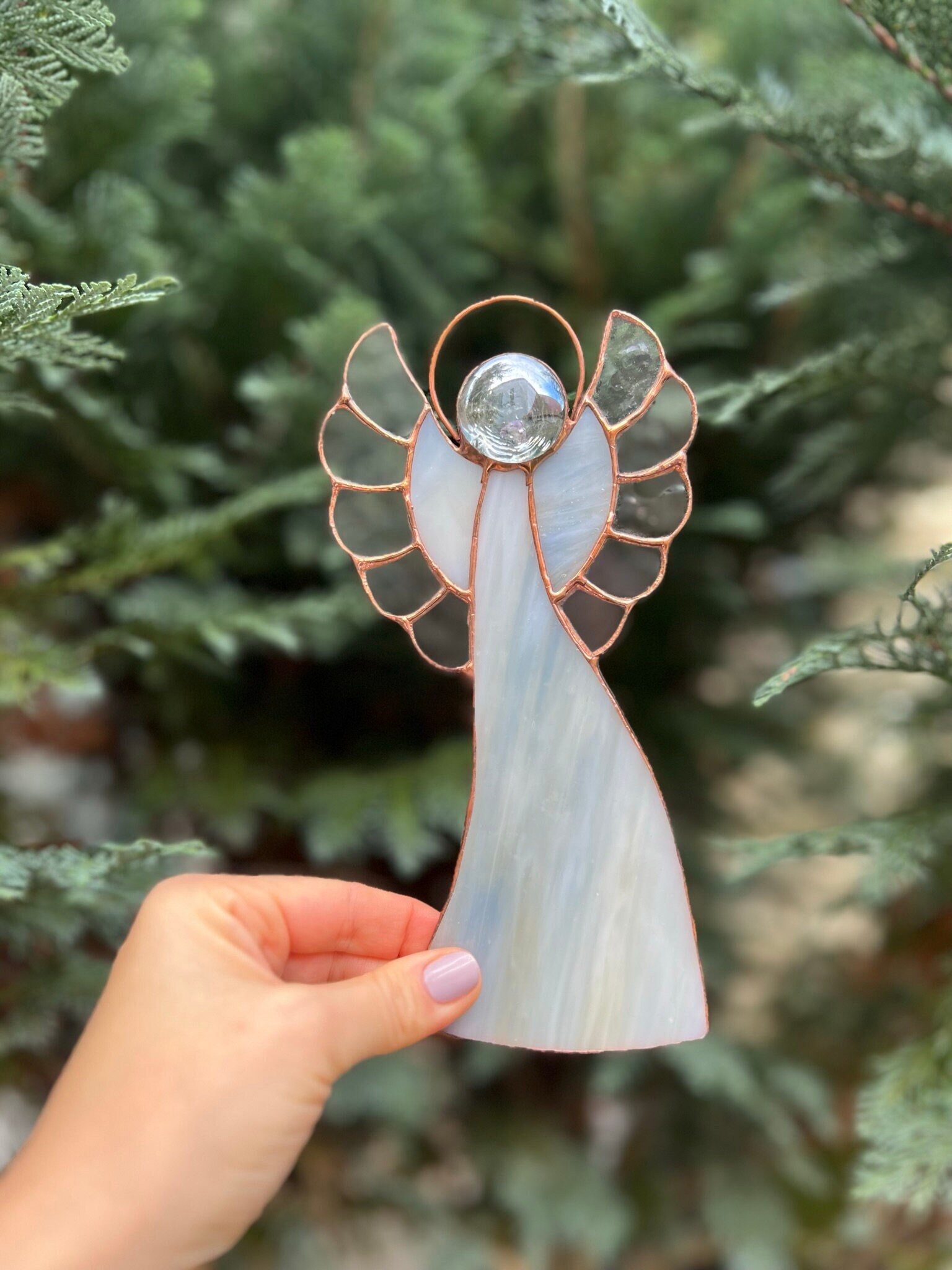 Stained glass angel Heavenly decor Gifts from the heart Window art Symbolic gifts Home blessings Artisan crafted Unique gift ideas