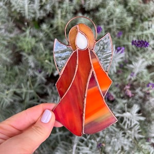 Handmade Angel Guardian Angel Stained Glass Suncatcher window hangings Mother&#39;s Day gift Custom suncatcher Soulful home decor Angelic accent