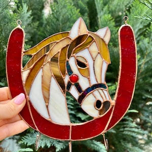 Stained glass key rack Horse motif Functional art Home decor charm Best gift Organize in style Home accessories Gifts for horse lovers image 1