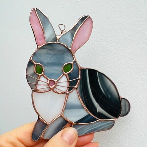 Stained Glass Hare Rabbit nature gift Bunny suncatcher Wildlife Art Rabbit Lovers Easter Bunny Easter Decoration Glass Rabbit image 5