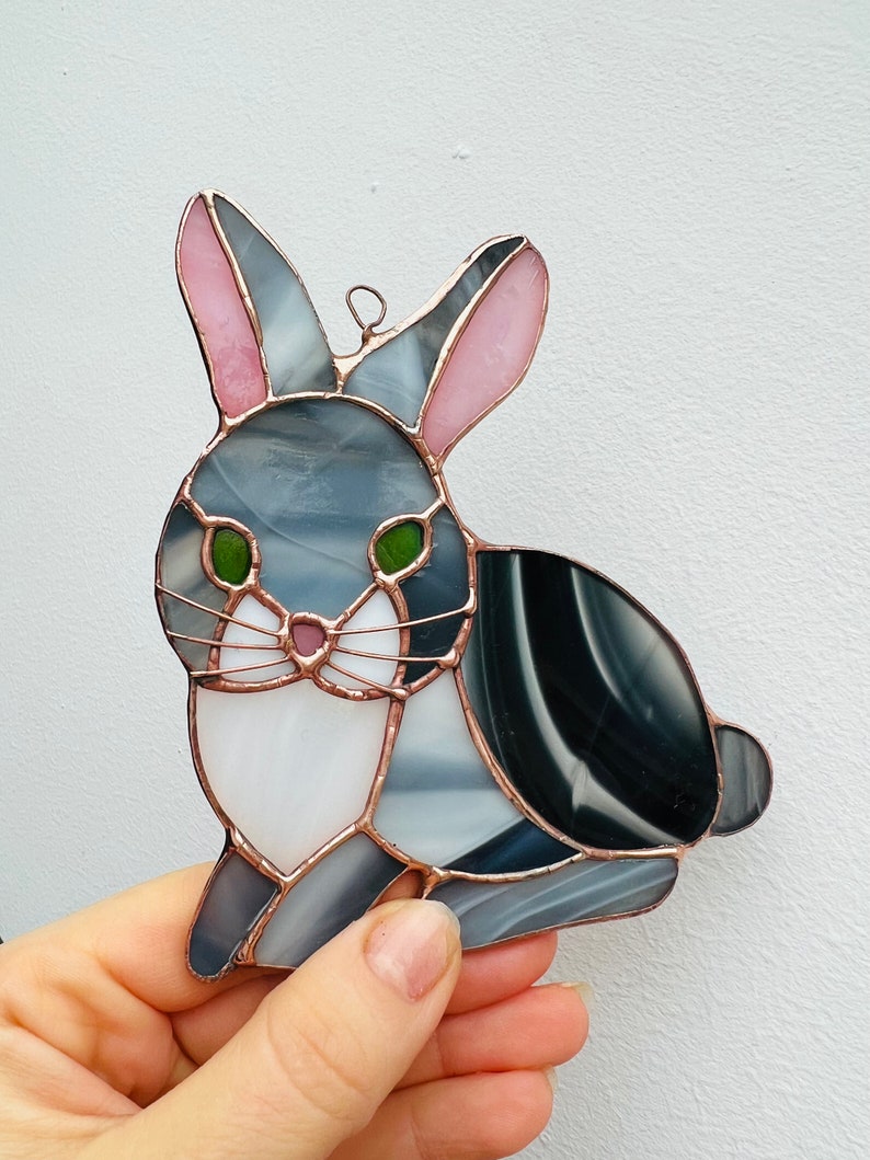 Stained Glass Hare Rabbit nature gift Bunny suncatcher Wildlife Art Rabbit Lovers Easter Bunny Easter Decoration Glass Rabbit image 5