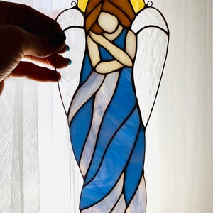Stained glass Angel Sun catcher Angel Ornament Guardian Angel Gift Baby room decor Missing you gift image 6
