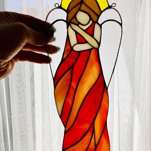 Stained glass Angel Sun catcher Angel Ornament Guardian Angel Gift Baby room decor Missing you gift image 7