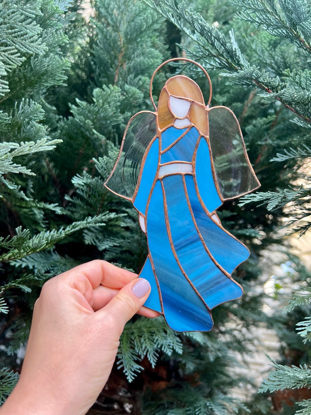 Stained Glass Angel Celestial Radiance Ethereal Artistry - Etsy