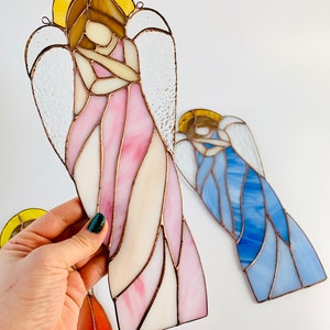 Stained glass Angel Sun catcher Angel Ornament Guardian Angel Gift Baby room decor Missing you gift image 2