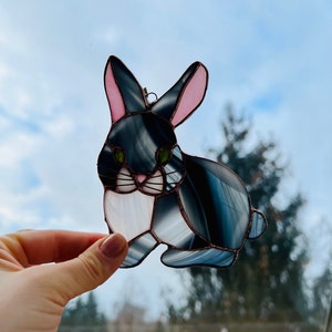 Stained Glass Hare Rabbit nature gift Bunny suncatcher Wildlife Art Rabbit Lovers Easter Bunny Easter Decoration Glass Rabbit image 8