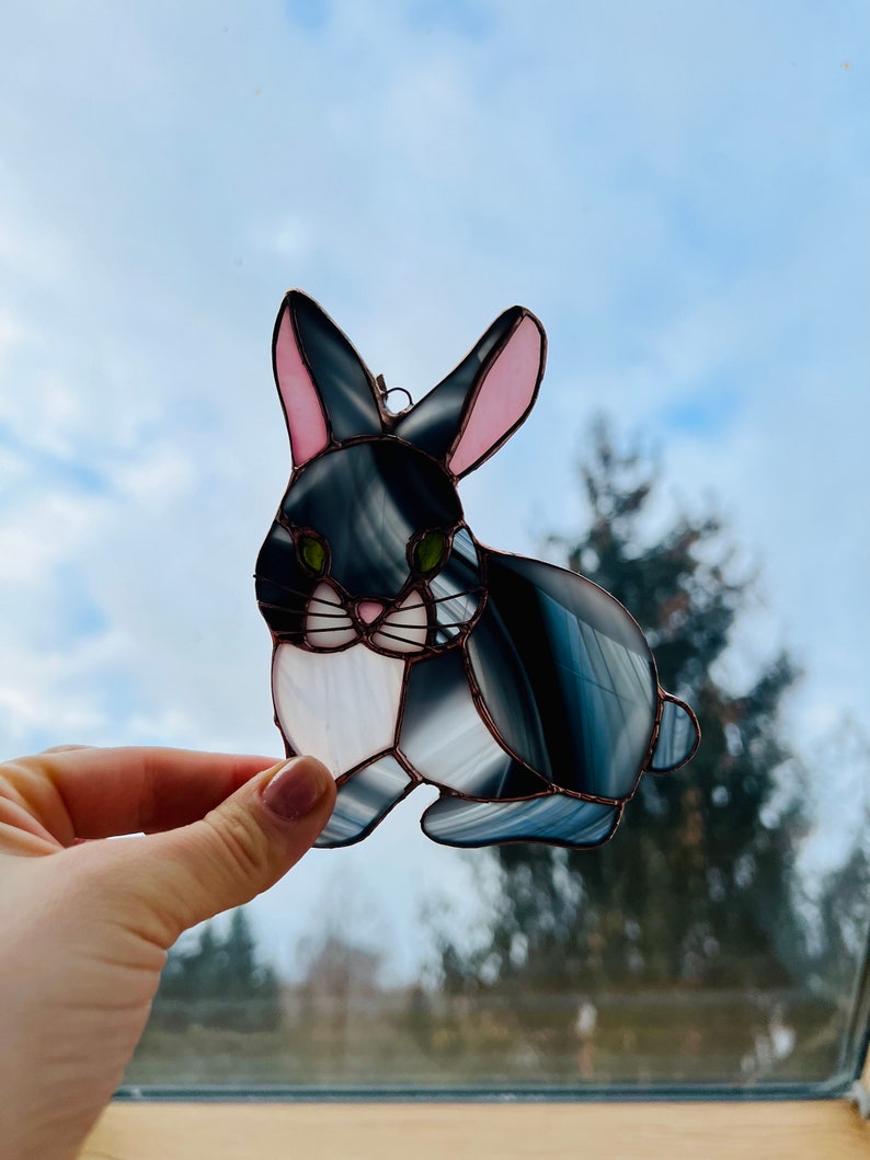 Stained Glass Hare Rabbit nature gift Bunny suncatcher Wildlife Art Rabbit Lovers Easter Bunny Easter Decoration Glass Rabbit image 8