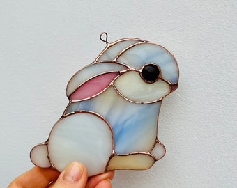 Stained Glass Hare Rabbit nature gift Bunny suncatcher Wildlife Art Rabbit Lovers Easter Bunny Easter Decoration Glass Rabbit