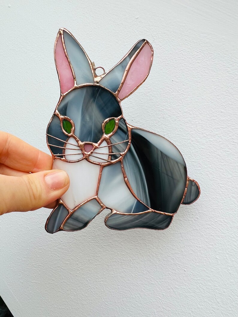 Stained Glass Hare Rabbit nature gift Bunny suncatcher Wildlife Art Rabbit Lovers Easter Bunny Easter Decoration Glass Rabbit image 6