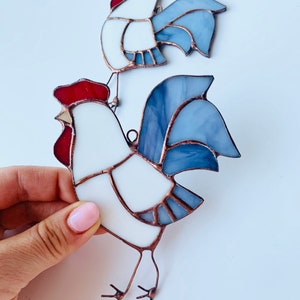 Attrape-Soleil Vitrail "Coq Et Œufs" - Décoration Colorée Pour Fenêtre - Style Ferme Champêtre