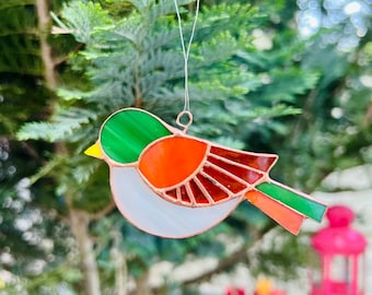 Decorative glass birds suncatcher window hanging Flying bird Christmas gift Hanging bird ornaments Vintage bird Handcrafted bird decorations