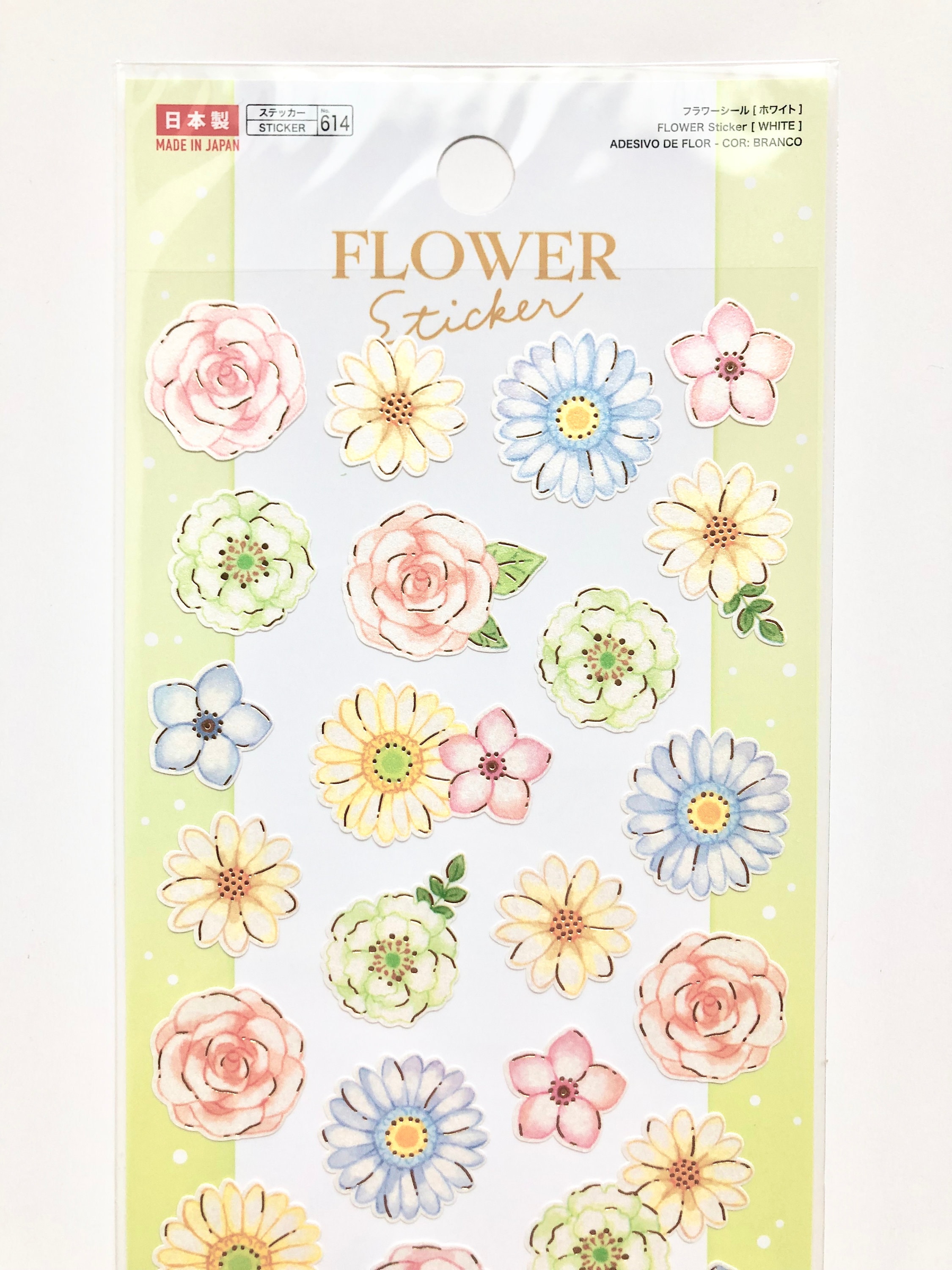 Flower Sticker Sheet White Flower Sticker Pink Flower Etsy