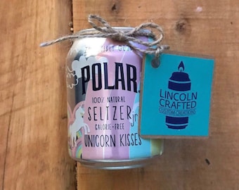 Polar "Unicorn Kisses" Seltzer Craft Candle - 100% Soy Wax - Handmade CANdle - USA Made - Wedding gift - diy - Worcester - Mini