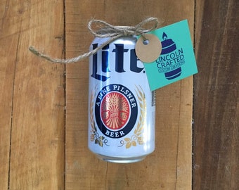 Miller Lite Beer Candle - 100% Soy Wax - *Scented* - 12 oz candle - Homemade - Wedding Gift - Groom Gift - DIY - Made in U.S.A.