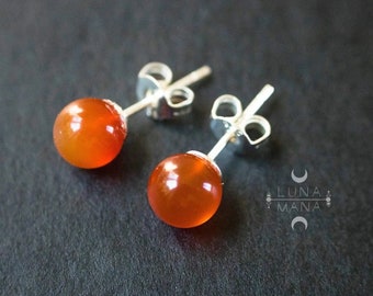 Boucles d'oreilles puce en Onyx rouge et argent 925