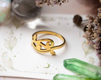 Eye of Horus ring in gold stainless steel