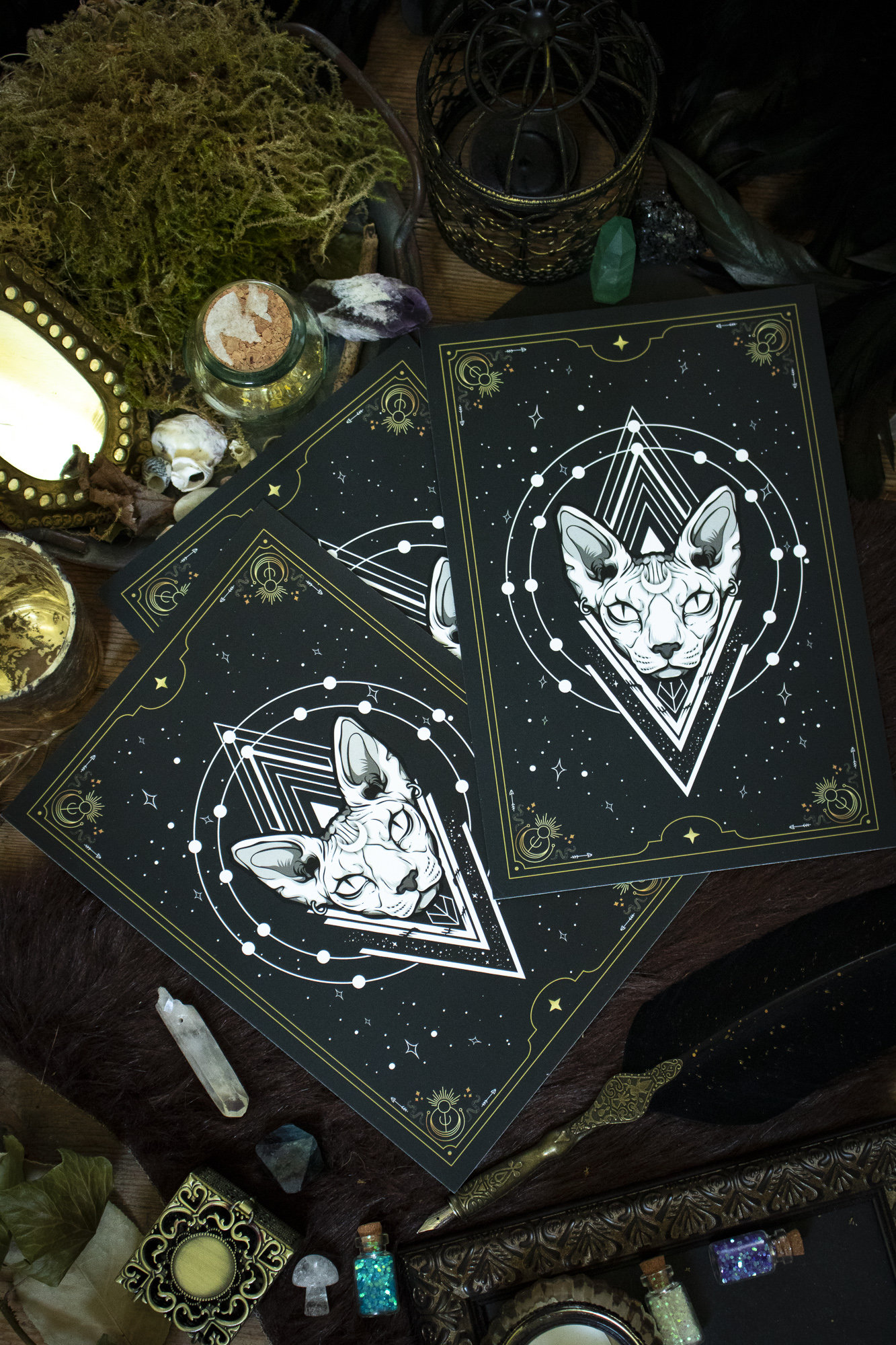 Trio de Cartes Sphinx Illustrée Pour Décoration Format A5, Lot 3