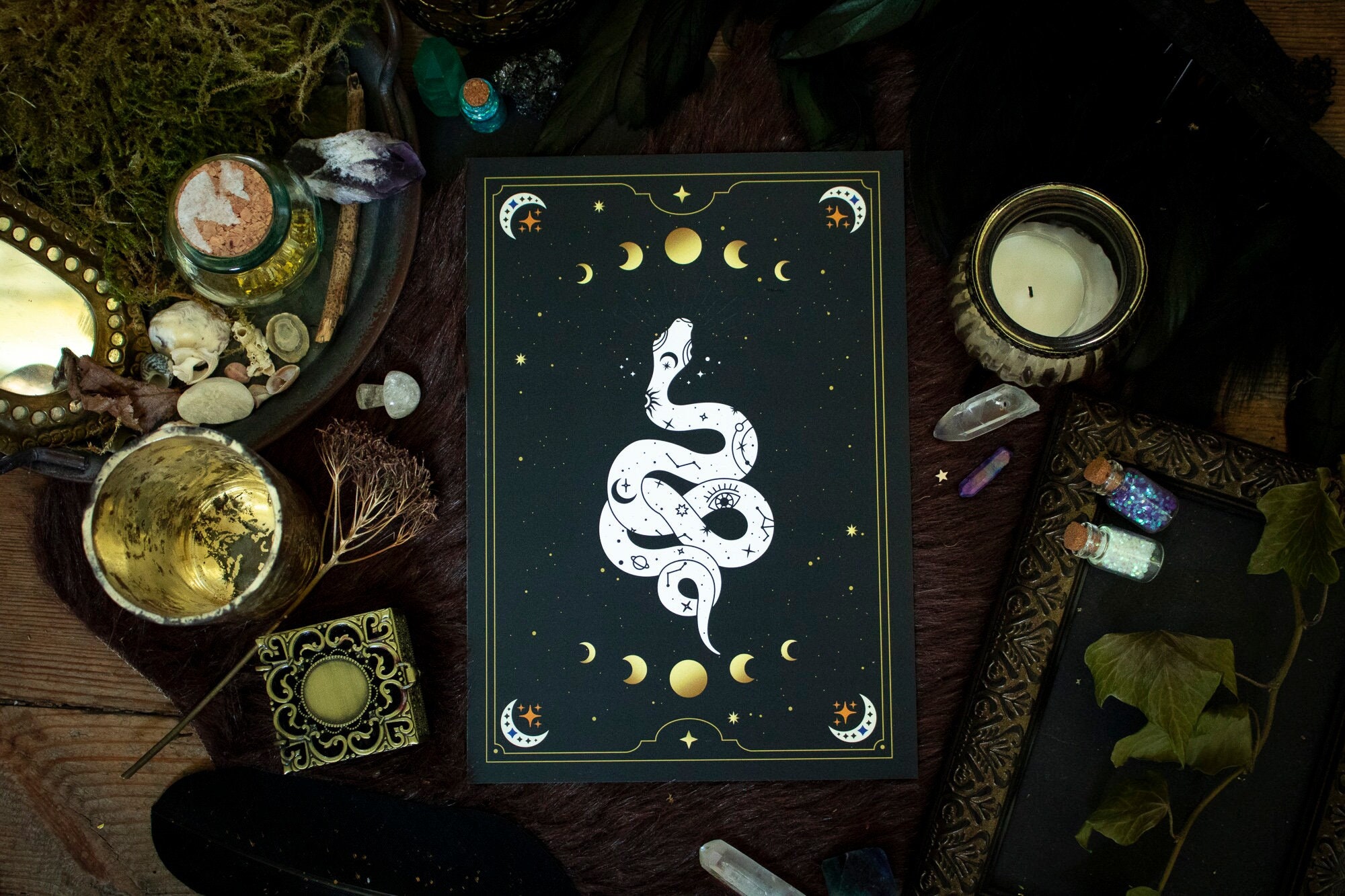 Carte Serpent Illustrée Pour Décoration Format A5, à L'unité