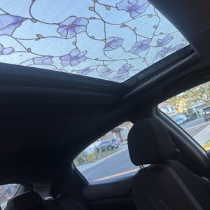 Purple flowers Moonroof decor // Sunroof window film // Cute Car Decor // For interior side only