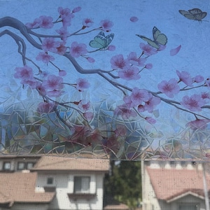 Cherry Blossoms & Butterflies Moonroof decor // Sunroof window film // Cute Car Decor // For interior side only