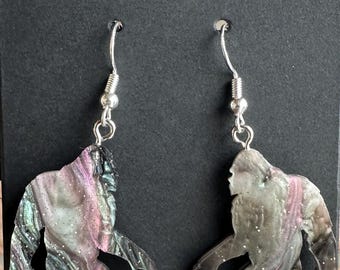 Aurora Borealis Bigfoot Earrings by Caddo Nation Artisan
