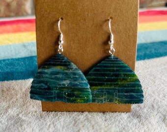Caddo Grass House Acrylic Earrings, Native Iconography by Caddo Nation Artisan
