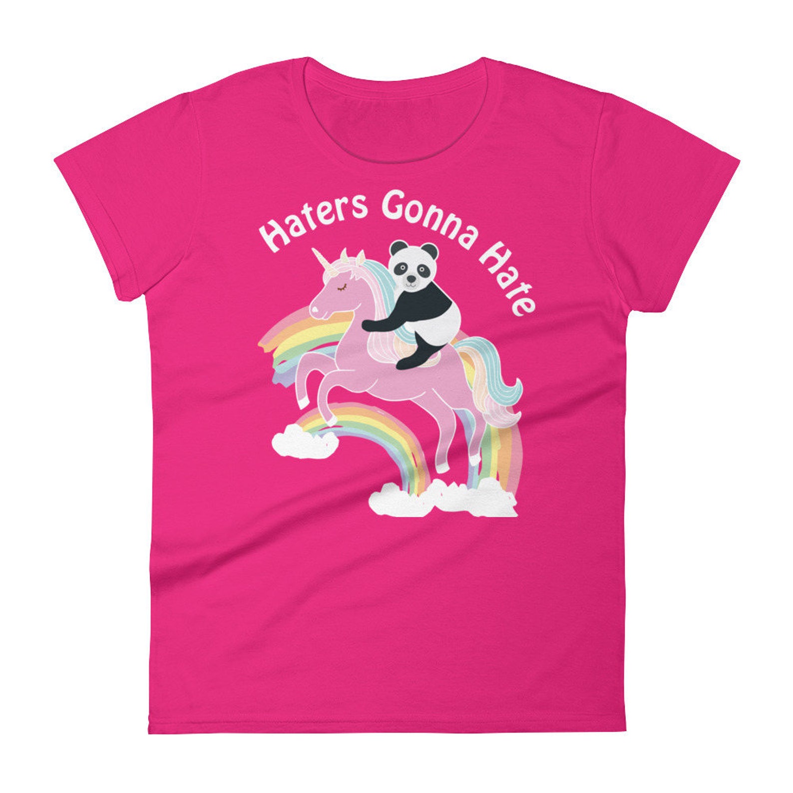 Haters Gonna Hate Unicorn Panda Rainbow Shirt For Women For Etsy