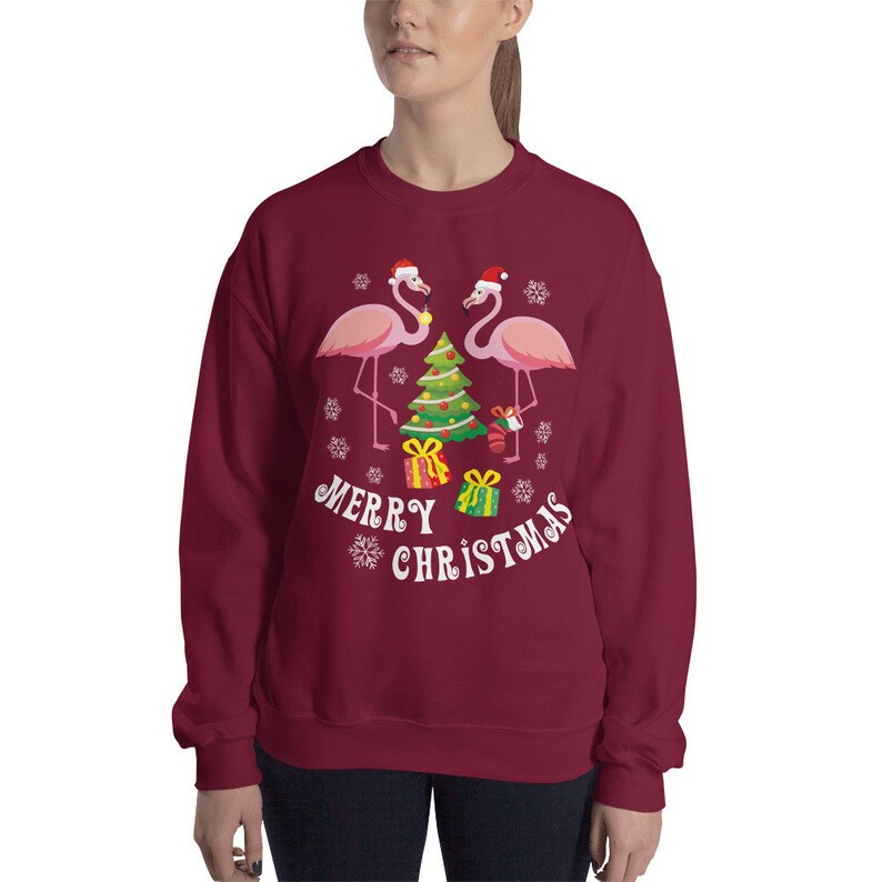 pink flamingo ugly christmas sweater