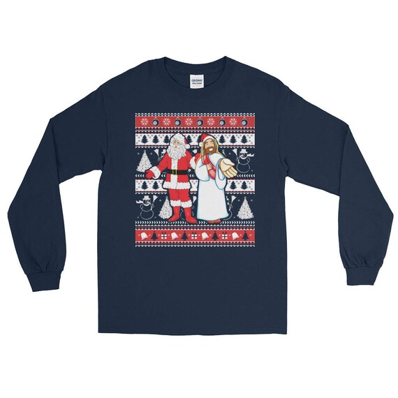 santa and jesus sweater