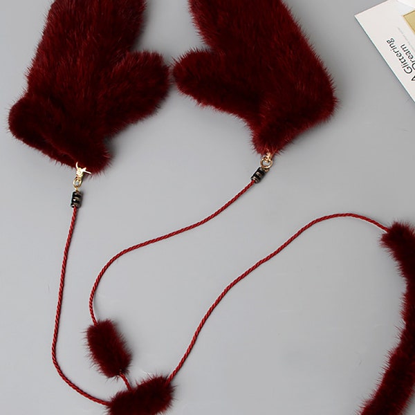 Women Winter Mink Fur Gloves Fashion Real Mink Fur Mittens Hand Knitted