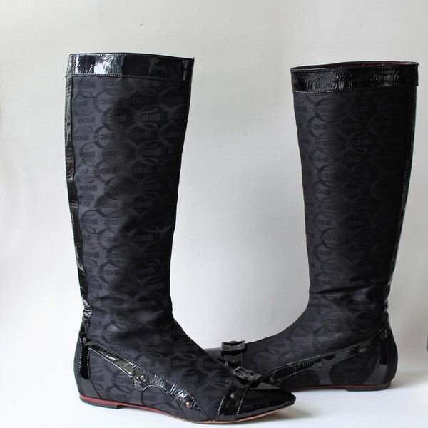 Just Cavalli! 80/90er Stiefel Boots Lack Logo Label