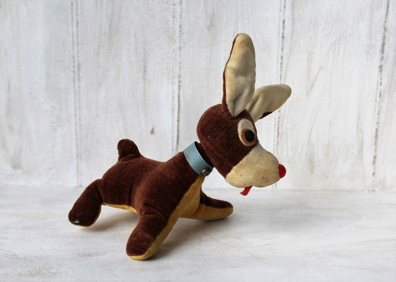 Small fabric dog 50s dog puppy plushie vintage old antique