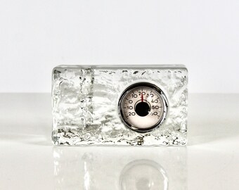 Vintage glass weather station thermometer with vase old antique