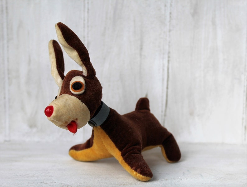 Small fabric dog 50s dog puppy plushie vintage old antique