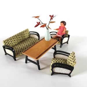 Living room dollhouse dollhouse DDR Wichtelmarke furniture 60s Doll House old antique vintage