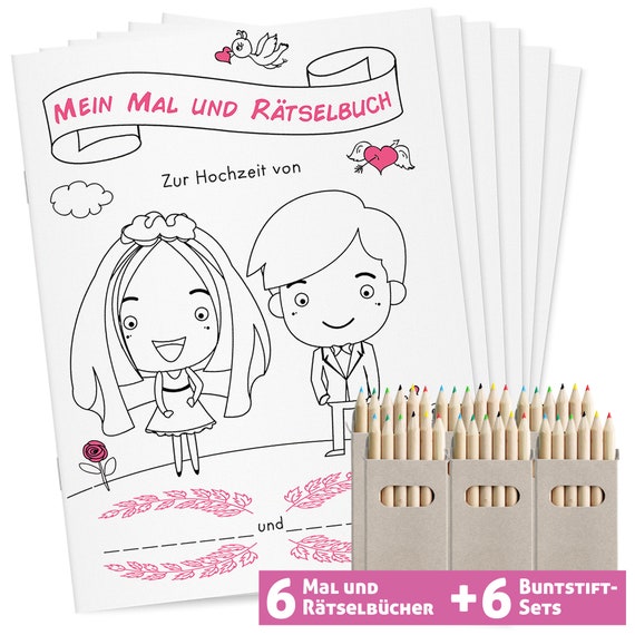 Download Wedding Coloring Books Wedding Favors Set Of 6 With Crayons Etsy