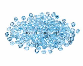 Swiss Blue Topaz 2.25mm to 8mm Round Faceted Loose Gemstone | Topaz Gemstone | Gems for Jewelry Making | November Birthstone